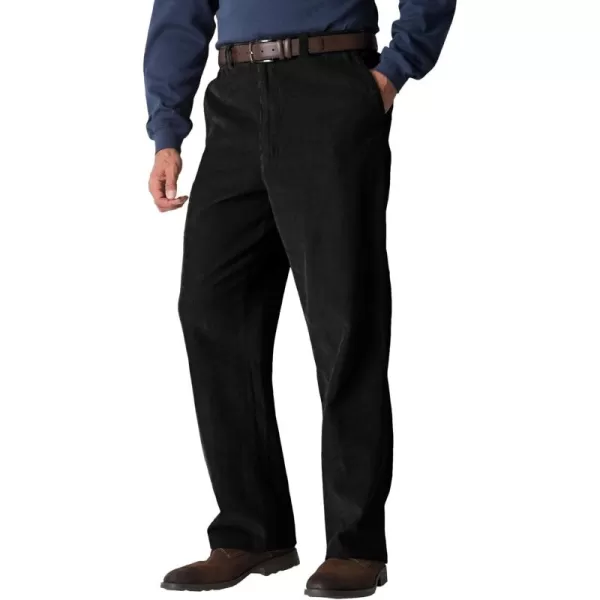 KingSize Mens Big ampamp Tall Expandable Waist Corduroy PleatFront PantsBlack
