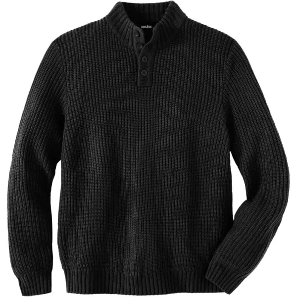 KingSize Mens Big ampamp Tall Henley Shaker SweaterBlack