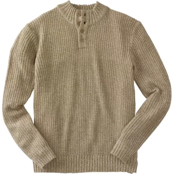 KingSize Mens Big ampamp Tall Henley Shaker SweaterKhaki Marl