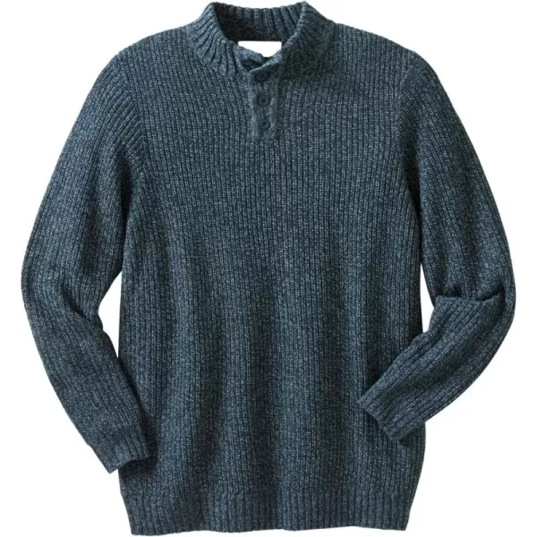 KingSize Mens Big ampamp Tall Henley Shaker SweaterNavy Marl