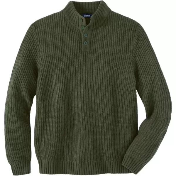 KingSize Mens Big ampamp Tall Henley Shaker SweaterOlive
