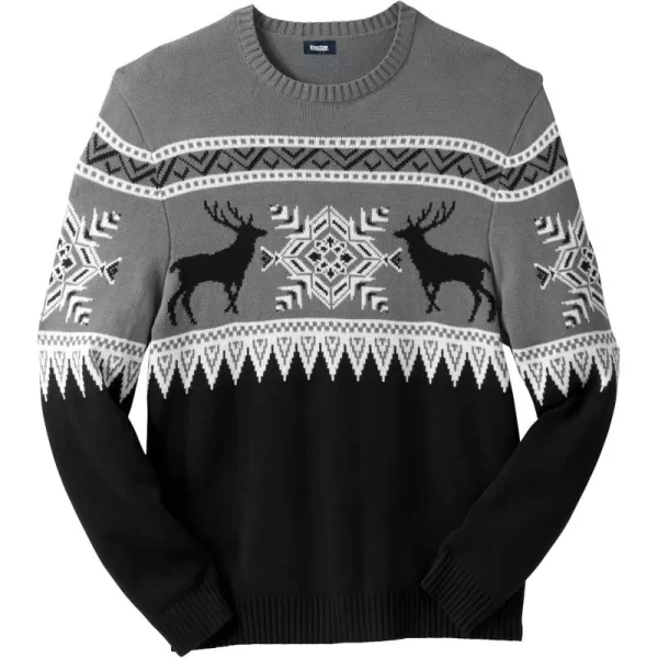 KingSize Mens Big ampamp Tall Holiday Crewneck SweaterDeer