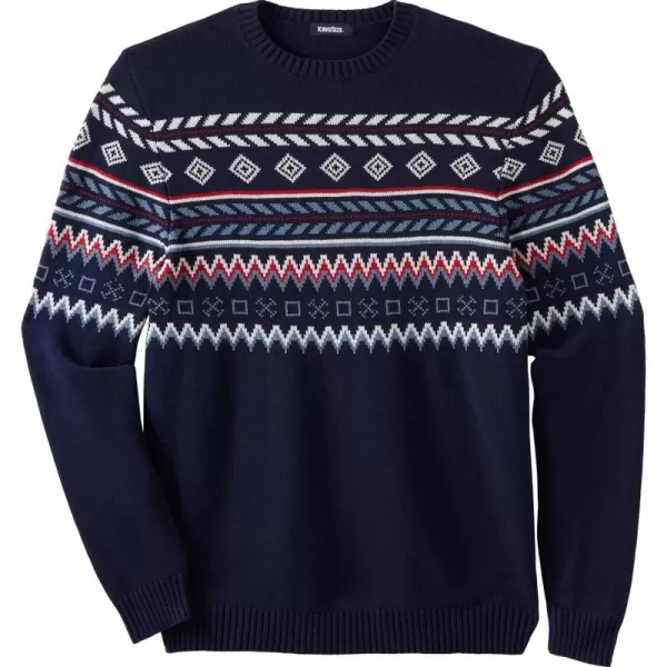 KingSize Mens Big ampamp Tall Holiday Crewneck SweaterFair Isle