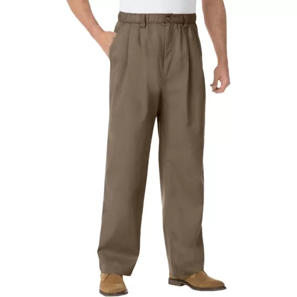 KingSize Mens Big ampamp Tall Knockarounds FullElastic Waist Pleated PantsBark