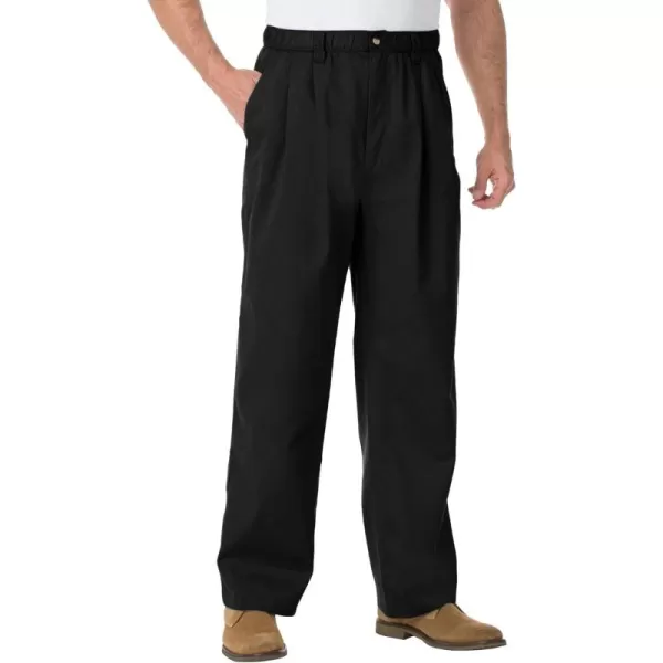 KingSize Mens Big ampamp Tall Knockarounds FullElastic Waist Pleated PantsBlack