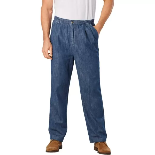 KingSize Mens Big ampamp Tall Knockarounds FullElastic Waist Pleated PantsStonewash