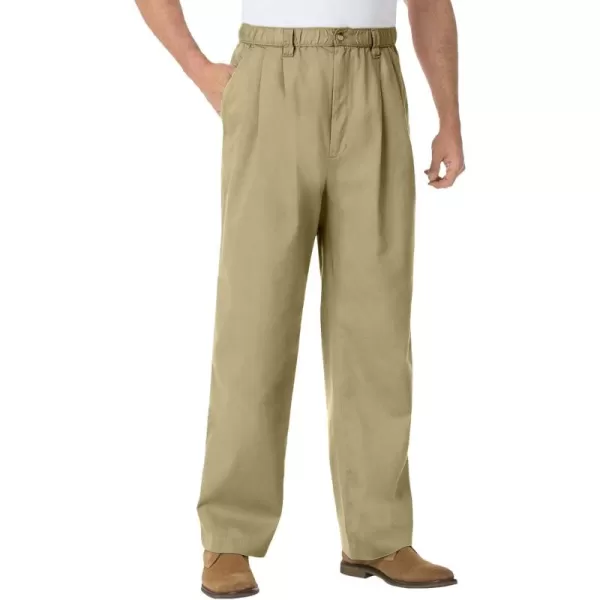 KingSize Mens Big ampamp Tall Knockarounds FullElastic Waist Pleated PantsTrue Khaki