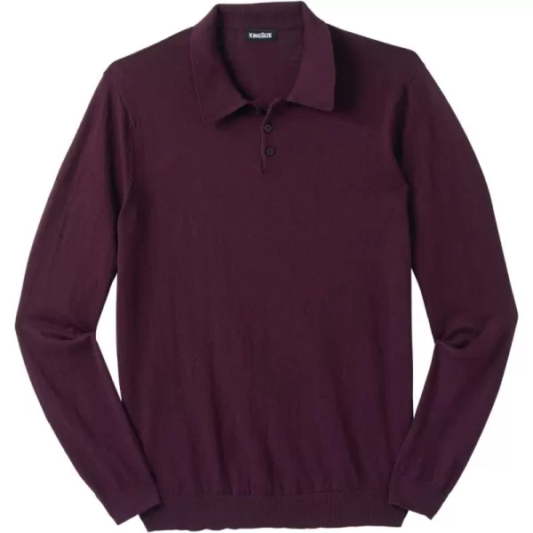 KingSize Mens Big ampamp Tall Lightweight Polo SweaterDeep Burgundy