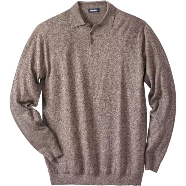 KingSize Mens Big ampamp Tall Lightweight Polo SweaterHeather Classic Brown