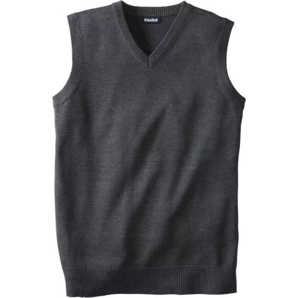 KingSize Mens Big ampamp Tall Lightweight VNeck Sweater VestHeather Charcoal