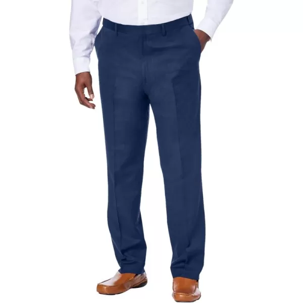 KingSize Mens Big ampamp Tall Linen Blend Plain Front Dress PantsClassic Navy