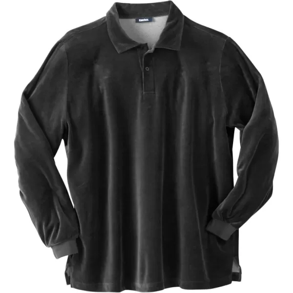 KingSize Mens Big ampamp Tall LongSleeve Velour PoloBlack 0027