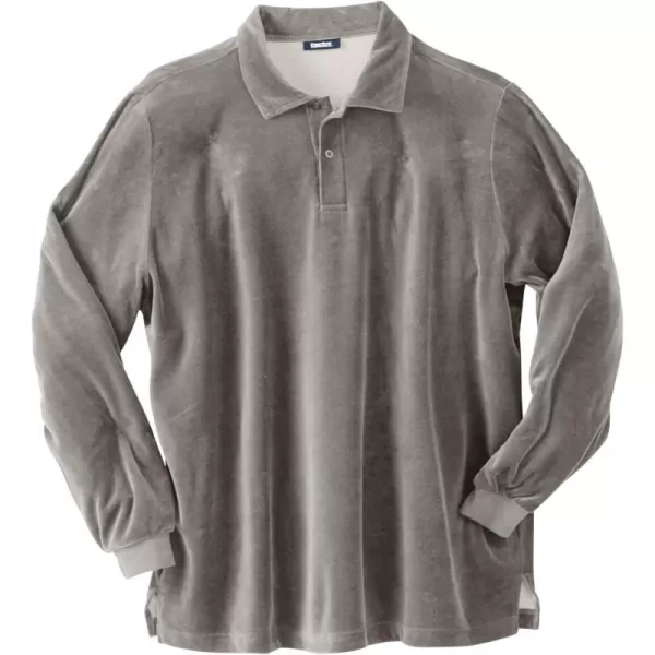 KingSize Mens Big ampamp Tall LongSleeve Velour PoloSteel 0042