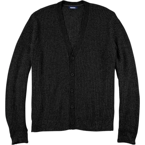 KingSize Mens Big ampamp Tall Shaker Knit VNeck Cardigan SweaterBlack
