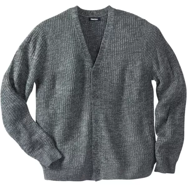 KingSize Mens Big ampamp Tall Shaker Knit VNeck Cardigan SweaterGrey Marl