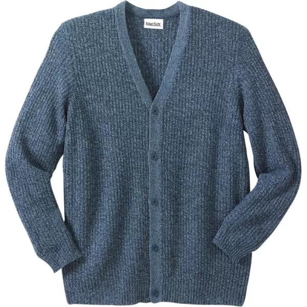 KingSize Mens Big ampamp Tall Shaker Knit VNeck Cardigan SweaterNavy Marl