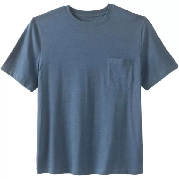 KingSize Mens Big ampamp Tall ShrinkLess Lightweight Pocket Crewneck TShirtHeather Slate Blue