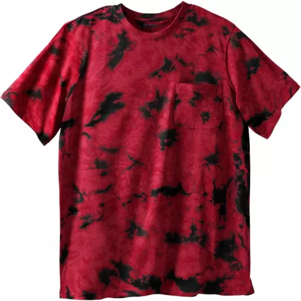 KingSize Mens Big ampamp Tall ShrinkLess Lightweight Pocket Crewneck TShirtRed Marble