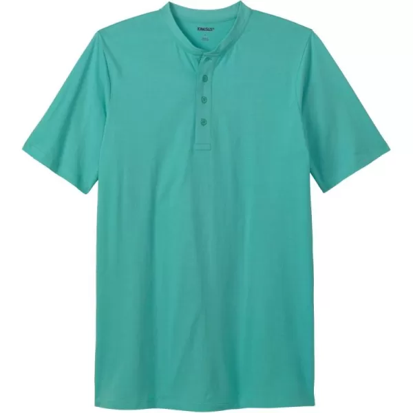 KingSize Mens Big ampamp Tall ShrinkLess Longer Length Lightweight Henley TShirtTidal Green