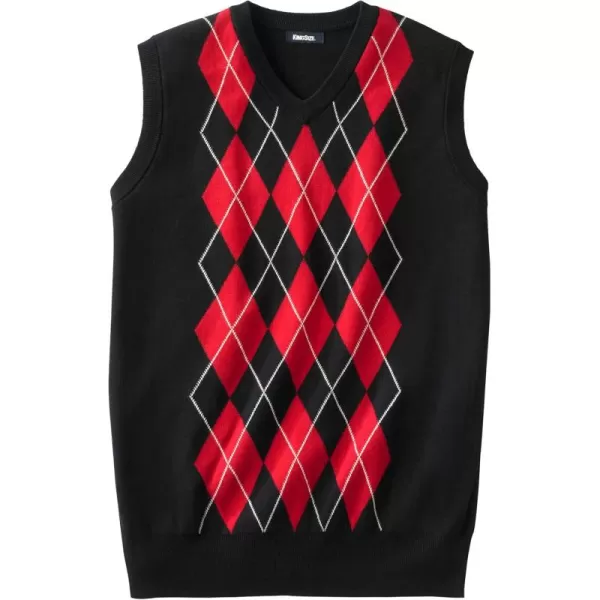 KingSize Mens Big ampamp Tall Tall VNeck Argyle Sweater VestBlack Argyle