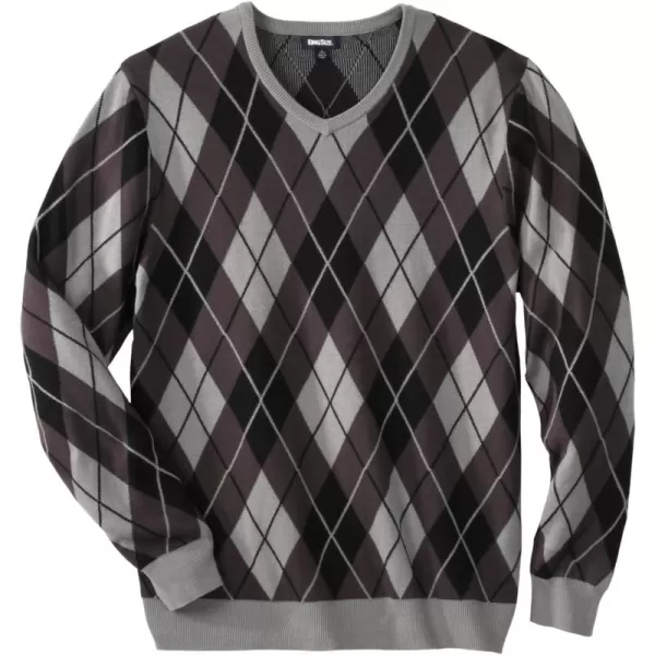 KingSize Mens Big ampamp Tall Tall VNeck Argyle SweaterGrey Argyle