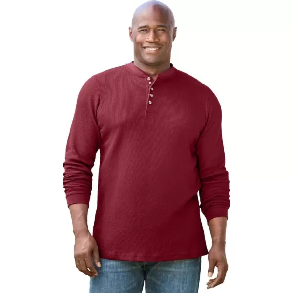 KingSize Mens Big ampamp Tall Tall WaffleKnit Thermal Henley TeeRich Burgundy 2236