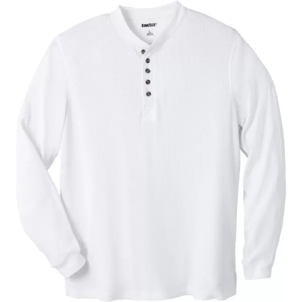 KingSize Mens Big ampamp Tall Tall WaffleKnit Thermal Henley TeeWhite