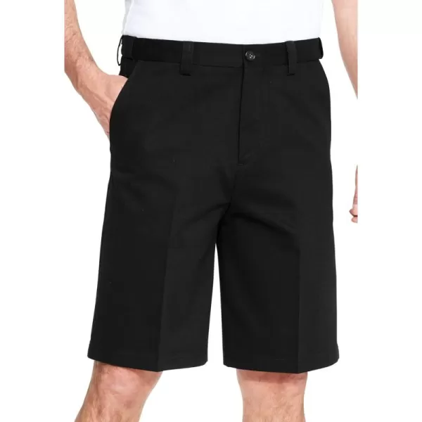 KingSize Mens Big ampamp Tall Tall WrinkleFree Expandable Waist Plain Front ShortsBlack