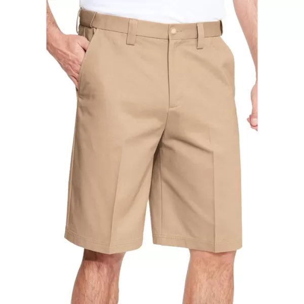 KingSize Mens Big ampamp Tall Tall WrinkleFree Expandable Waist Plain Front ShortsDark Khaki