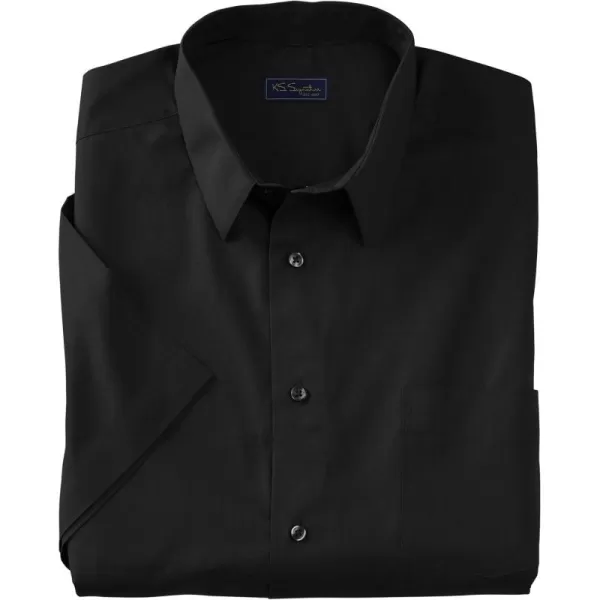 KingSize Mens Big ampamp Tall Tall WrinkleFree ShortSleeve Dress ShirtBlack