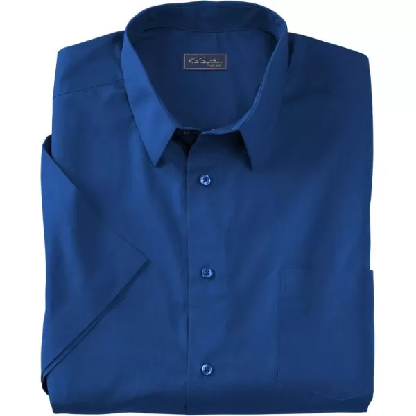 KingSize Mens Big ampamp Tall Tall WrinkleFree ShortSleeve Dress ShirtMidnight Navy