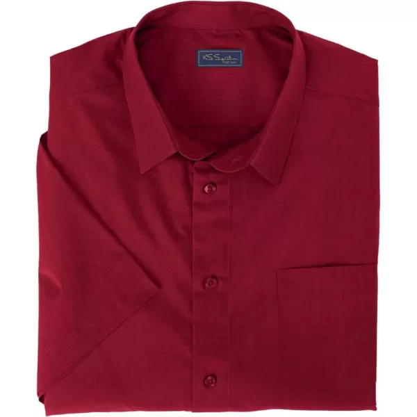KingSize Mens Big ampamp Tall Tall WrinkleFree ShortSleeve Dress ShirtRich Burgundy