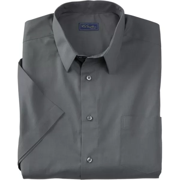 KingSize Mens Big ampamp Tall Tall WrinkleFree ShortSleeve Dress ShirtSteel