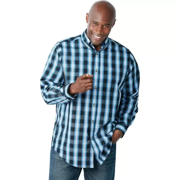KingSize Mens Bigampamp Tall Long Sleeve Wrinkle Free Sport ShirtBlack Check