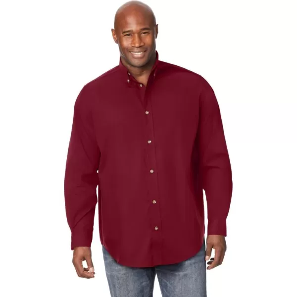 KingSize Mens Bigampamp Tall Long Sleeve Wrinkle Free Sport ShirtRich Burgundy