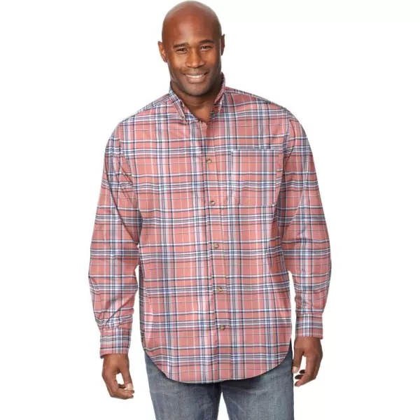 KingSize Mens Bigampamp Tall Long Sleeve Wrinkle Free Sport ShirtSalmon Plaid