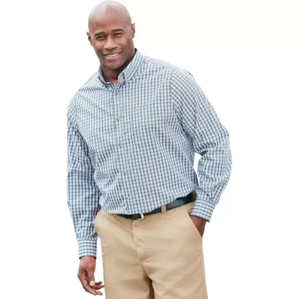 KingSize Mens Bigampamp Tall Long Sleeve Wrinkle Free Sport ShirtSteel Check