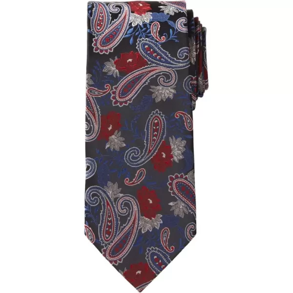 KingSize Mens Extra Long Classic Paisley TieRich Burgundy Multi Floral