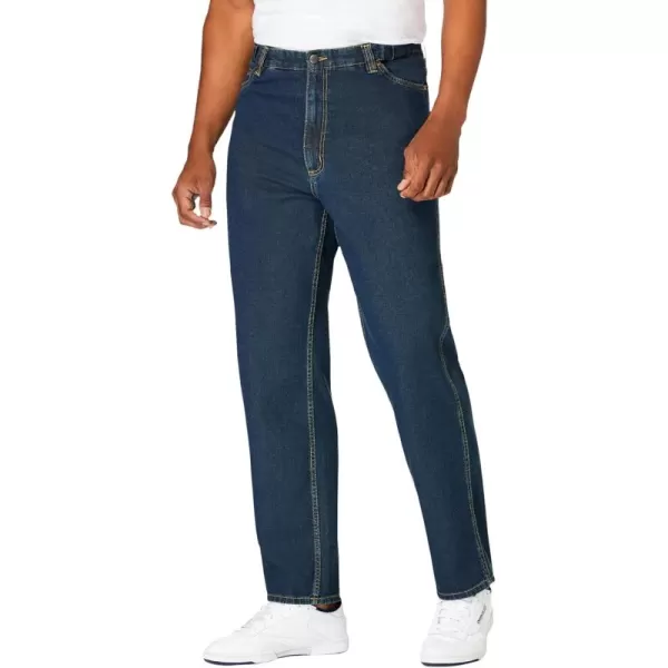 Kingsize Mens Big ampamp Tall Expandable Waist Relaxed Fit JeansVintage Wash