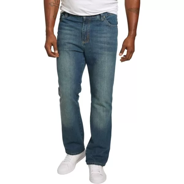 Liberty Blues by Kingsize Mens Big ampamp Tall Athletic Fit Side Elastic 5Pocket JeansBlue Wash