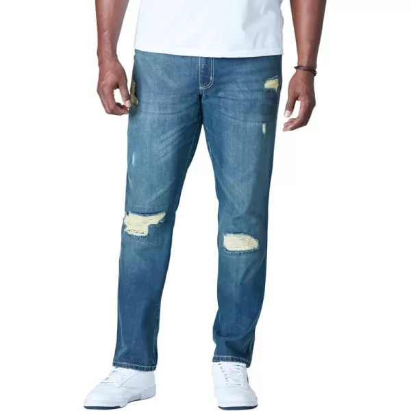 Liberty Blues by Kingsize Mens Big ampamp Tall Athletic Fit Side Elastic 5Pocket JeansDistressed