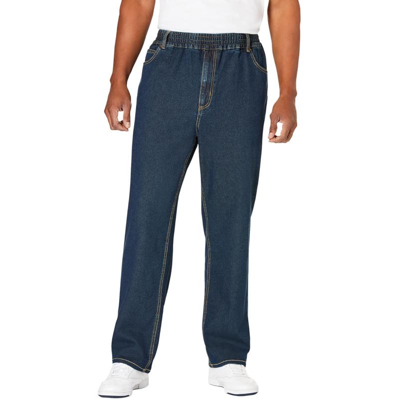 KingSize Mens Big ampamp Tall Loose Fit Comfort Waist JeansVintage Wash