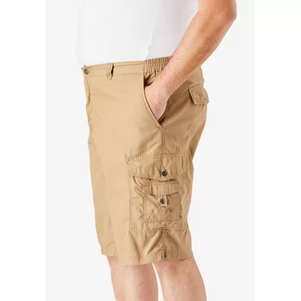 KingSize Mens Big ampamp Tall 10quot Side Elastic Canyon Cargo ShortsBlack