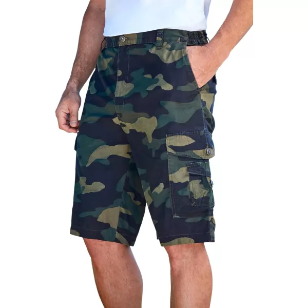 KingSize Mens Big ampamp Tall 10quot Side Elastic Canyon Cargo ShortsSteel Camo