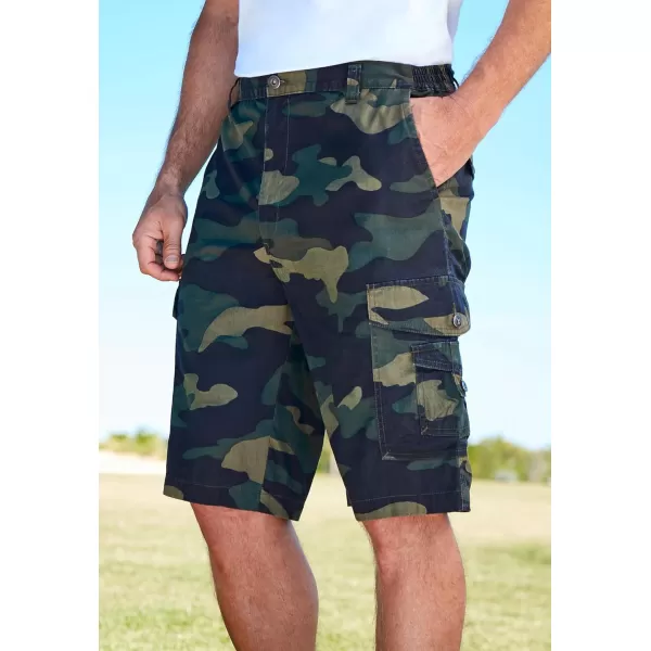 KingSize Mens Big ampamp Tall 10quot Side Elastic Canyon Cargo ShortsSteel Camo