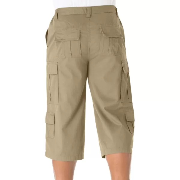 KingSize Mens Big ampamp Tall 17quot Side Elastic Cargo ShortsDark Khaki