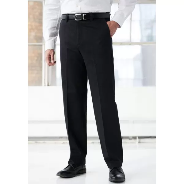 KingSize Mens Big ampamp Tall Classic Fit WrinkleFree Expandable Waist Plain Front PantsBlack