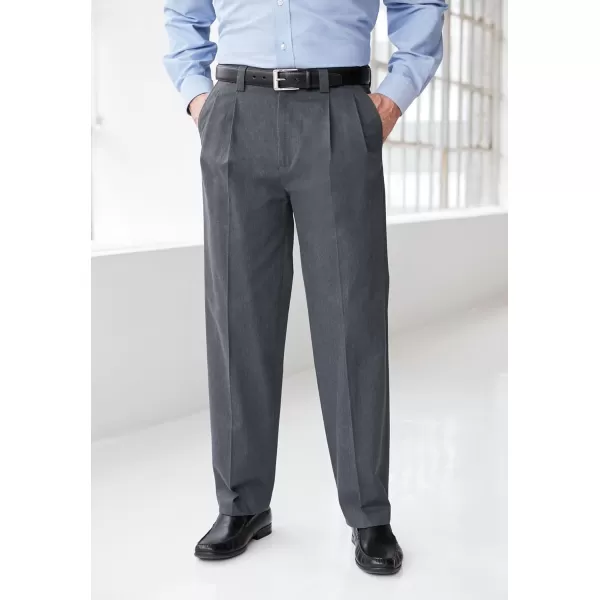 KingSize Mens Big ampamp Tall Classic Fit WrinkleFree Expandable Waist Pleat Front PantsCarbon