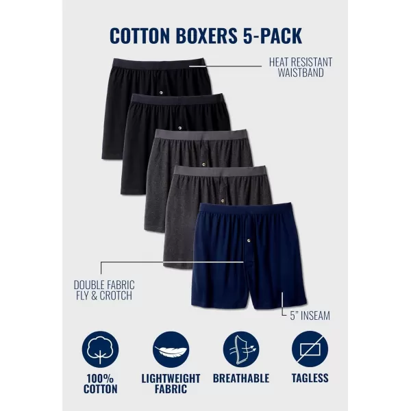 imageKingSize Mens Big ampamp Tall Cotton Boxers 3PackAssorted Colors 5 Pack