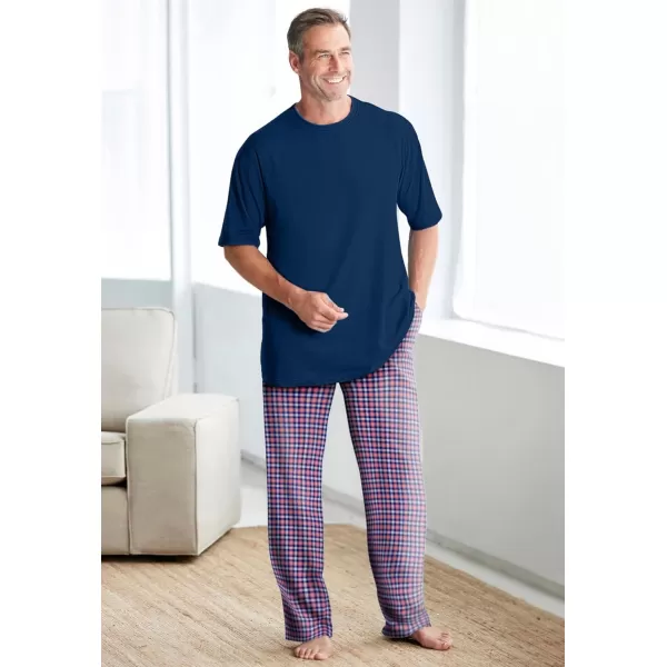 imageKingSize Mens Big ampamp Tall Jersey Knit Plaid Pajama SetBlack Buffalo Check